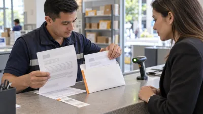 Escena ilustrativa del cotejo de documentos antes de preparar un envío por correo certificado