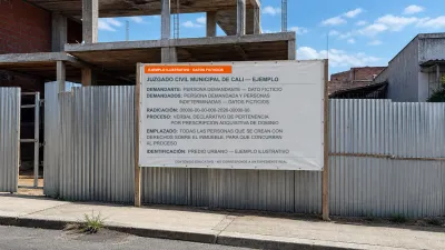 Ejemplo ilustrativo con datos ficticios de una valla para proceso de pertenencia instalada frente a un predio urbano